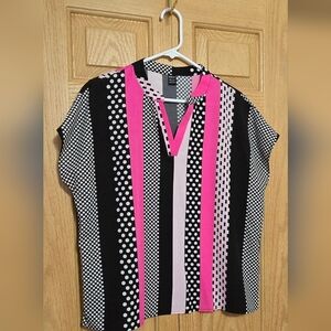 SHEIN Multicolor Striped and Dotted Blouse